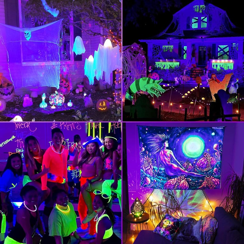 SHGPODA 42W Black Light Bar with 5.25ft Cord and Switch, Light Up 23x23ft, 40 LEDs Blacklights for Glow Party, Halloween Decor, Body Paint, Bedroom, Classroom 1 Pack - Image 5